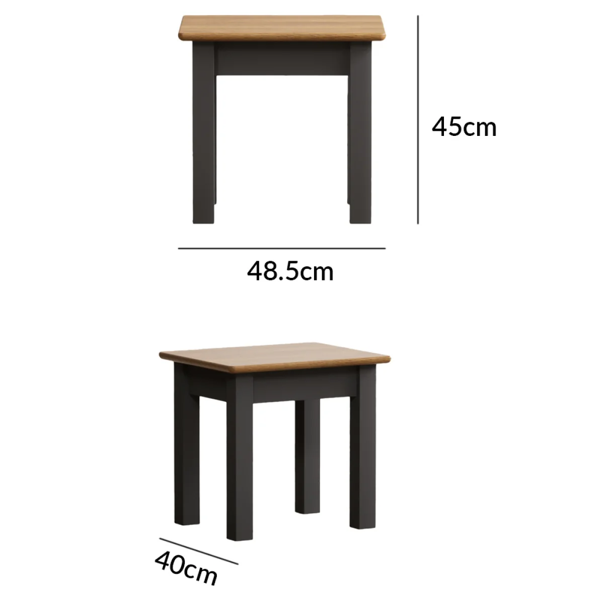 Charwood Oak and Charcoal Painted Dressing Table Stool – image 8