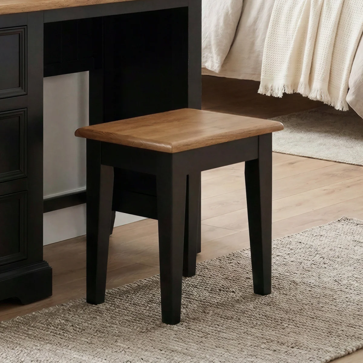 Charlton Oak and Black Painted Dressing Table Stool – image 2