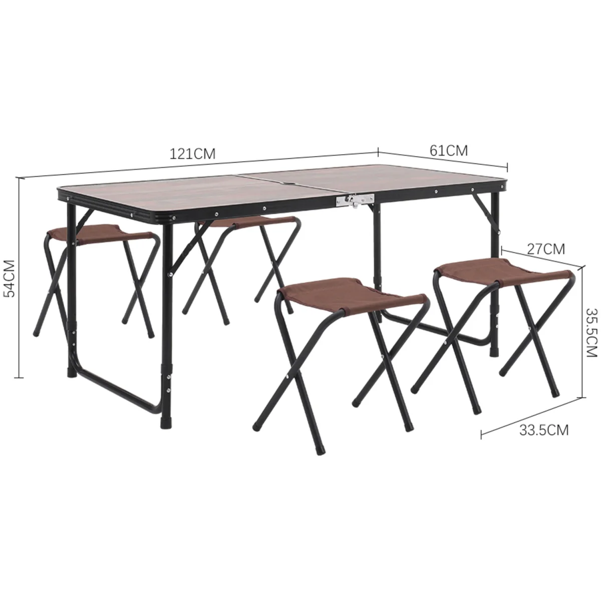 Breeins Outdoor Foldable Picnic Table Set with 4 Stools - Rustic Brown – image 2