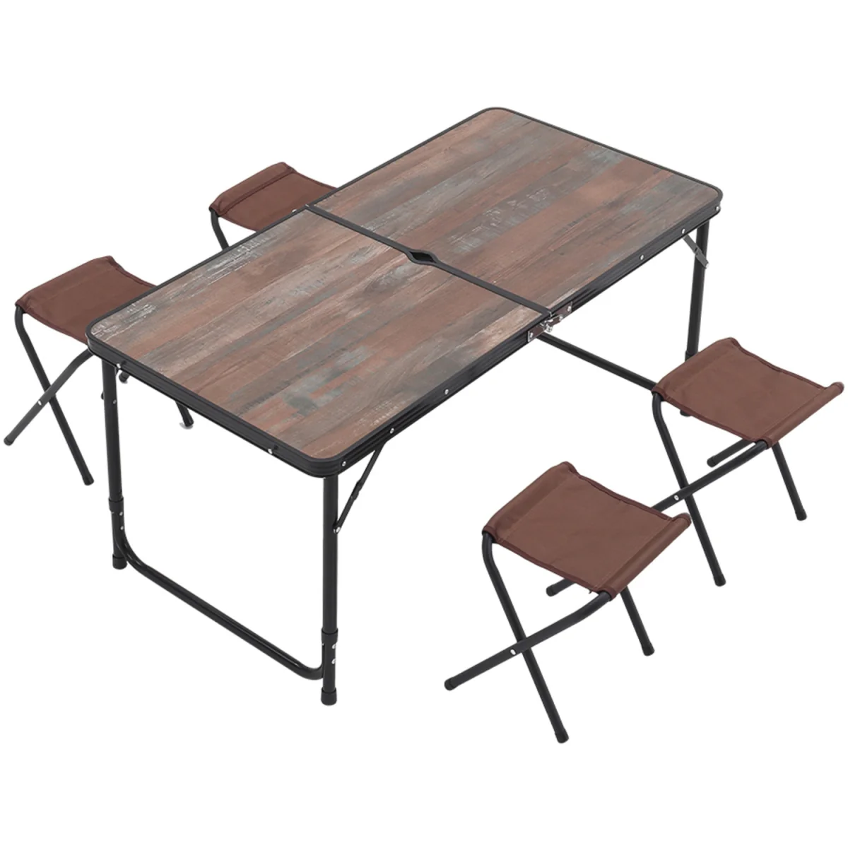 Breeins Outdoor Foldable Picnic Table Set with 4 Stools - Rustic Brown – image 3