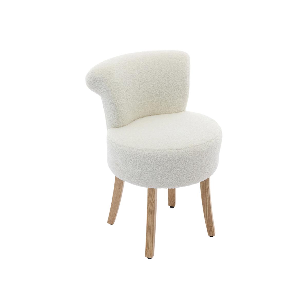 Teddy Fleece Dressing Table Stool - White