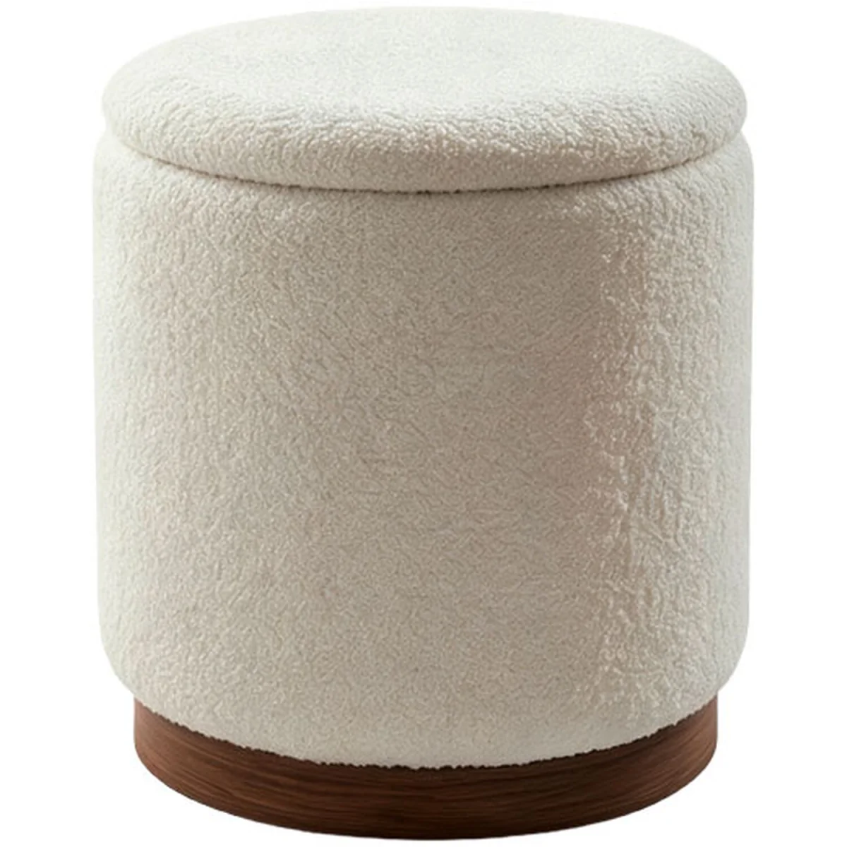 Teddy Storage Stool with Walnut Base - White – image 2