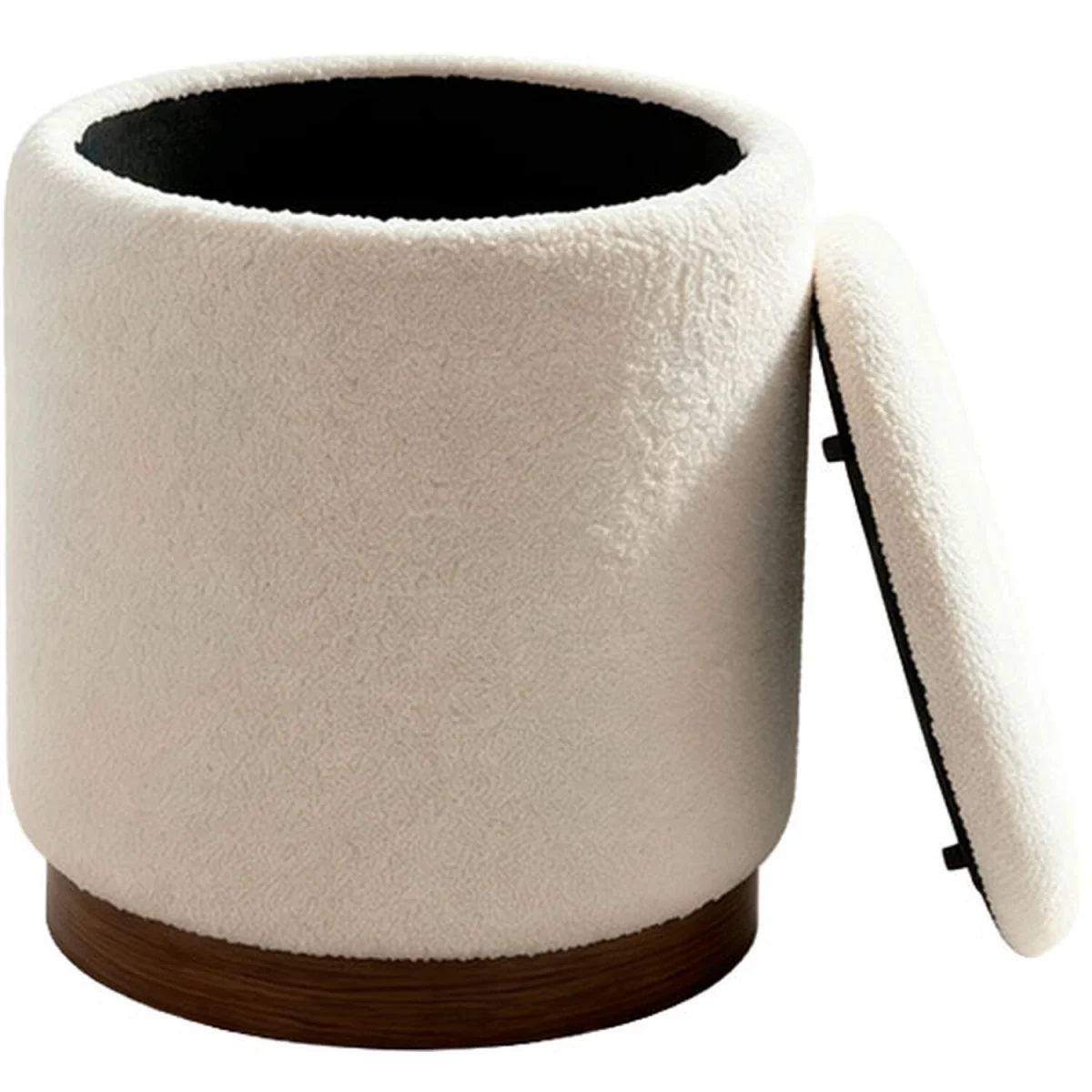 Teddy Storage Stool with Walnut Base - White – image 3