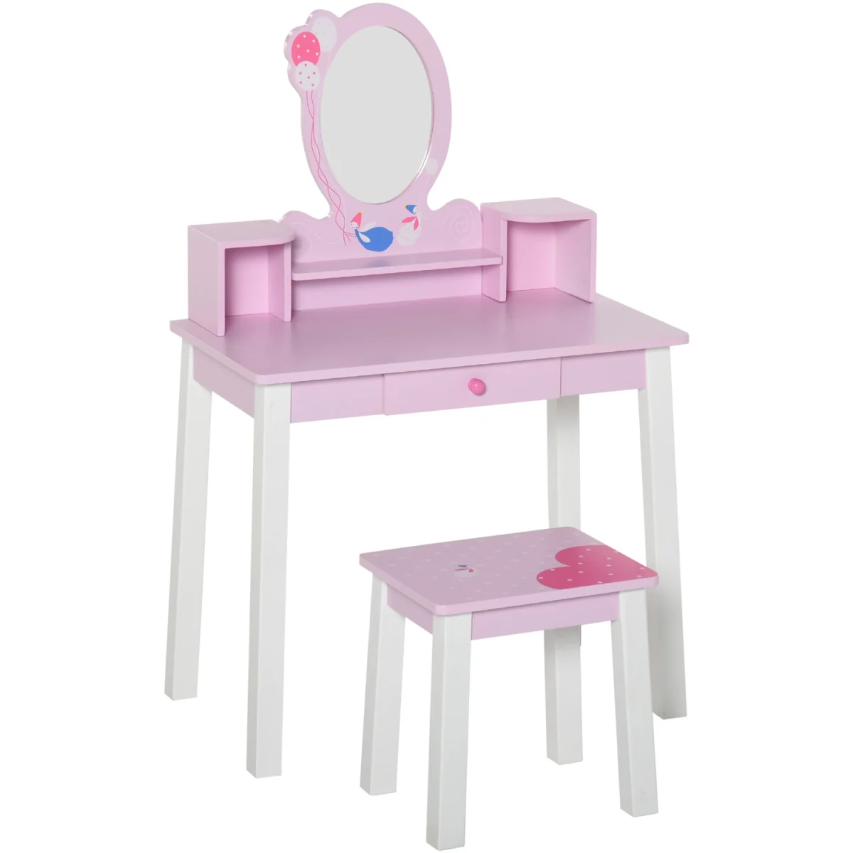 Kids Wooden Dressing Table And Stool  - Pink – image 3