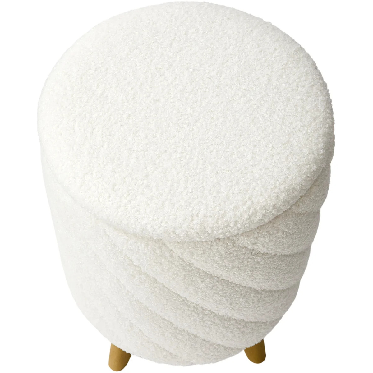 Modern Round Upholstered Storage Ottoman Stool - White – image 5