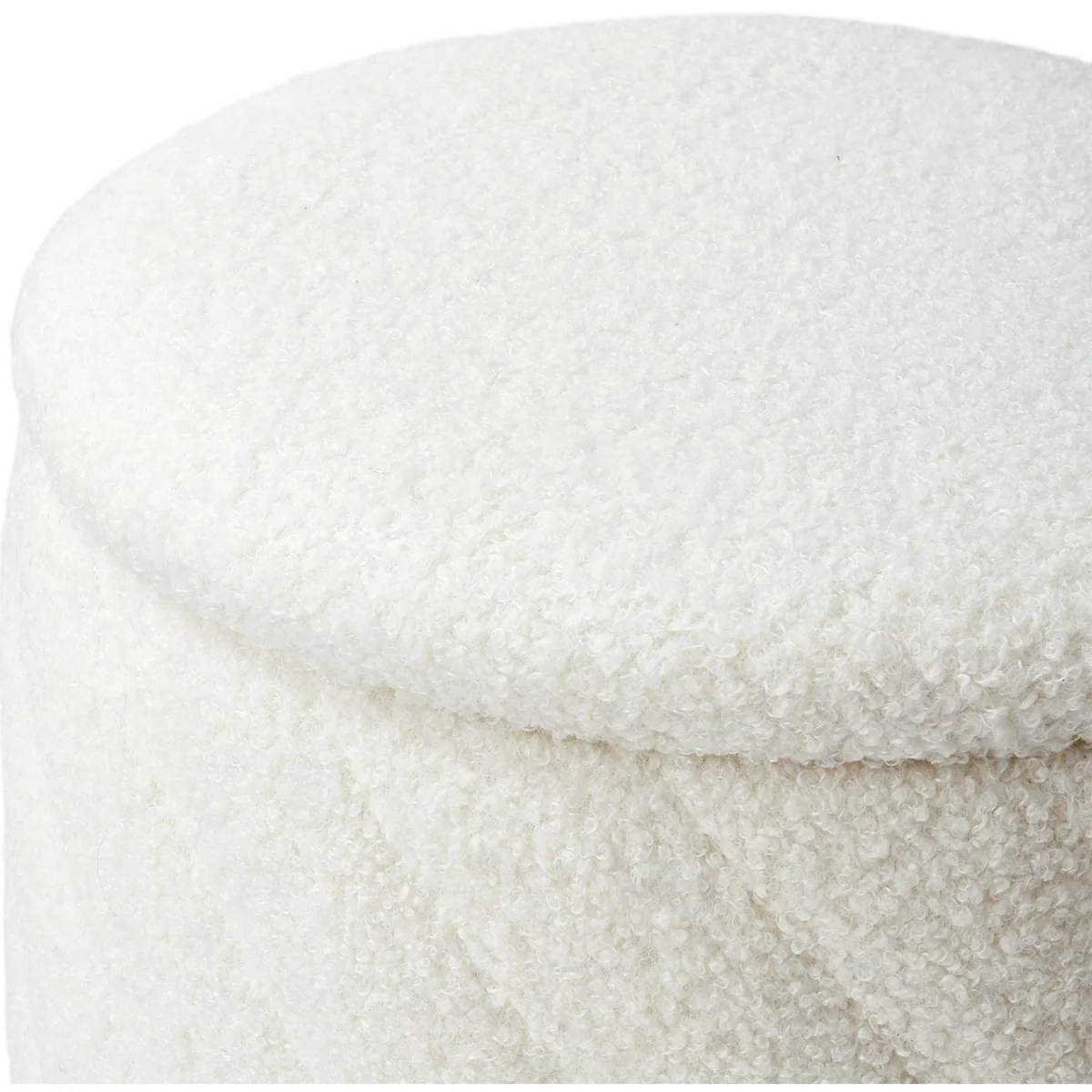 Modern Round Upholstered Storage Ottoman Stool - White – image 6