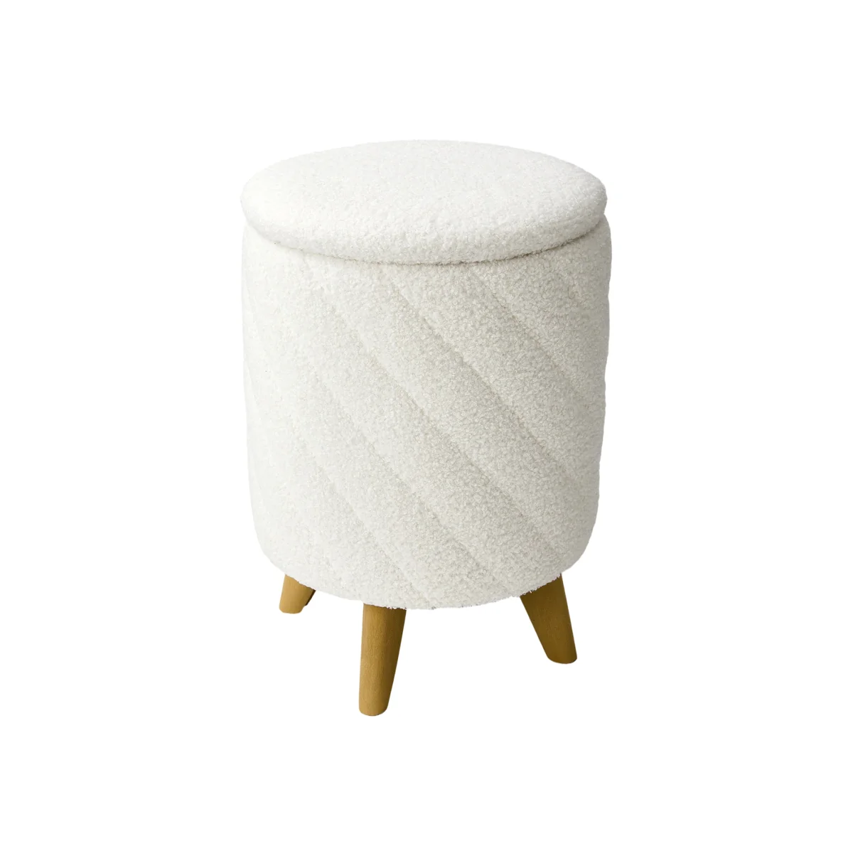 Modern Round Upholstered Storage Ottoman Stool - White – image 1