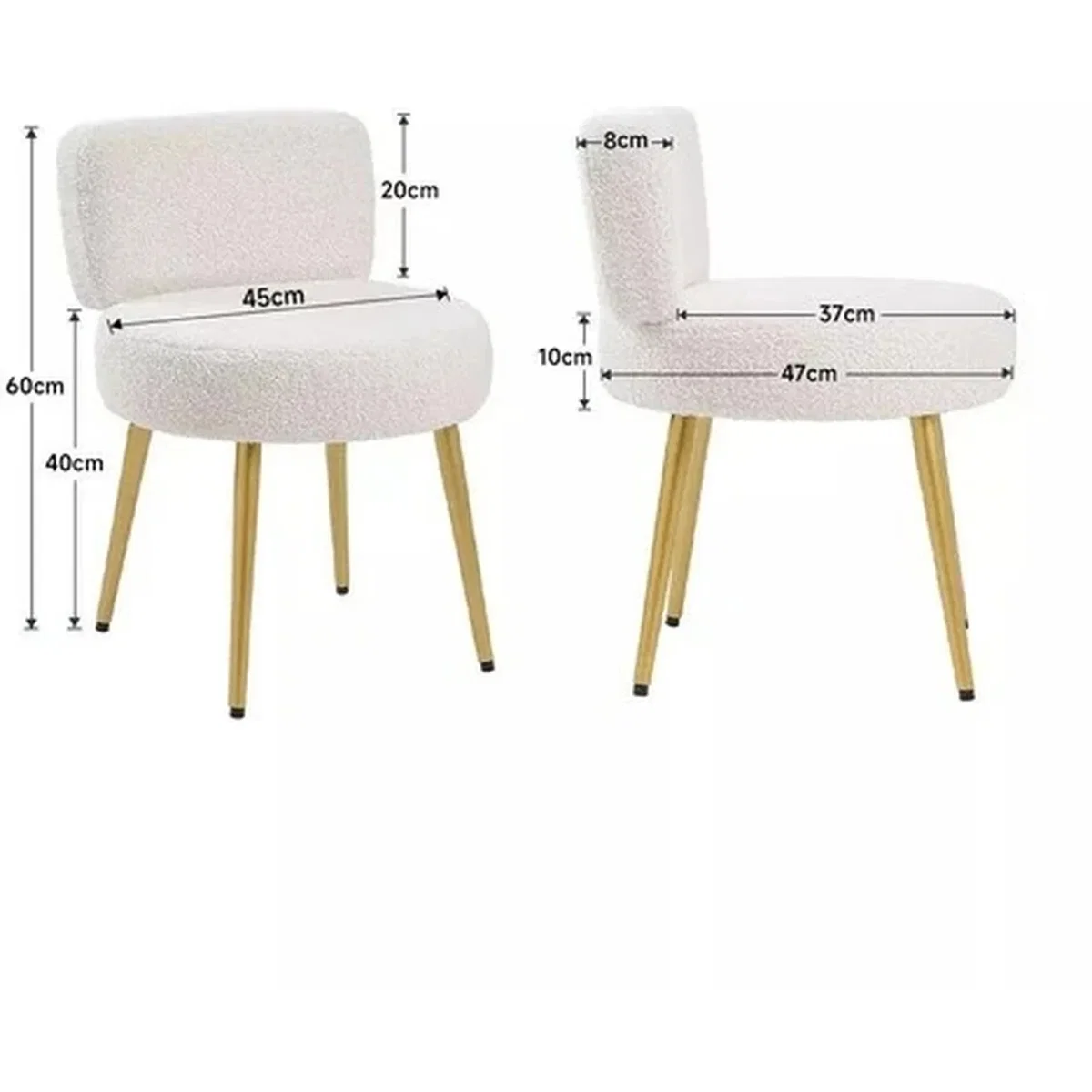 Teddy Fleece Upholstered Stool with Gold Legs - gold – image 3