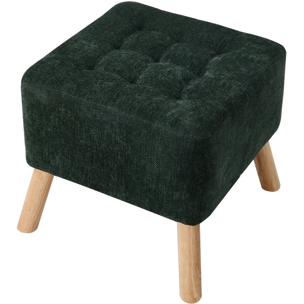 Chenille Upholstered Footstool Stool - Green – image 2