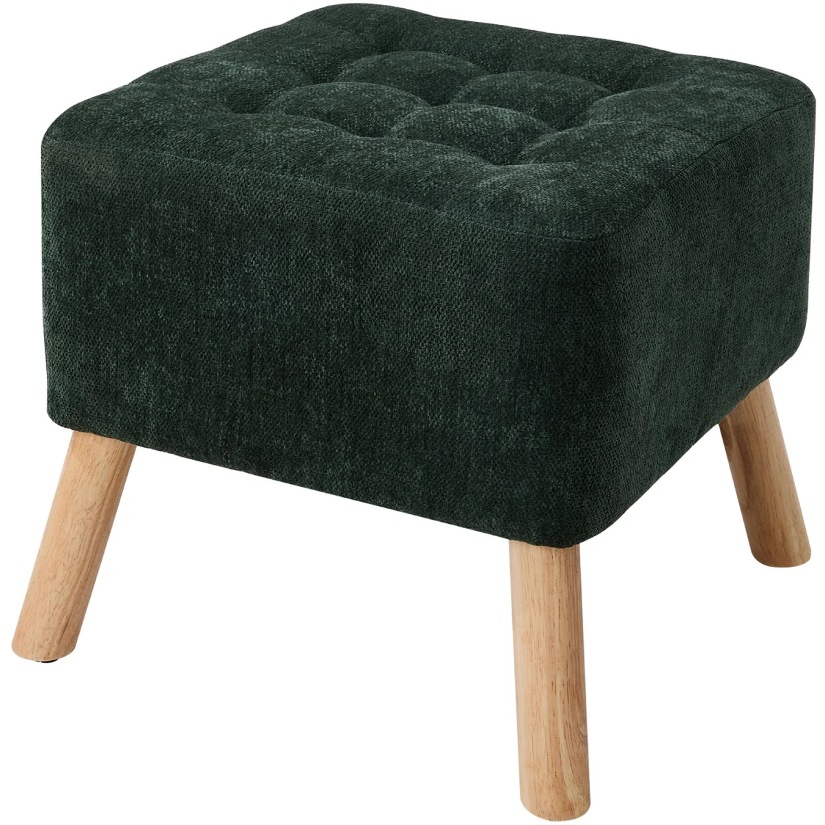 Chenille Upholstered Footstool Stool - Green – image 3