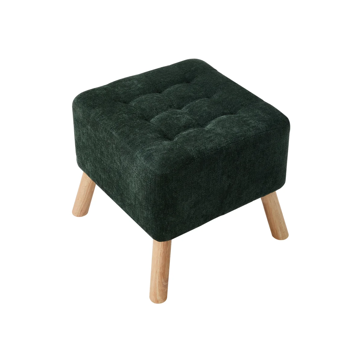 Chenille Upholstered Footstool Stool - Green – image 1