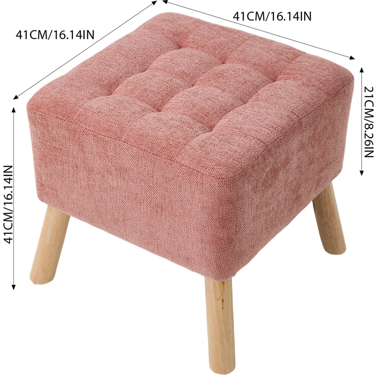 Chenille Upholstered Footstool Stool - Pink – image 2