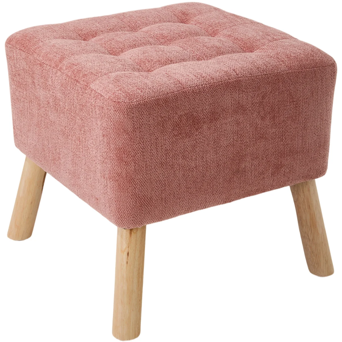 Chenille Upholstered Footstool Stool - Pink – image 3