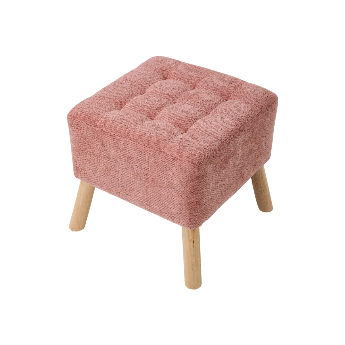 Chenille Upholstered Footstool Stool - Pink – image 1