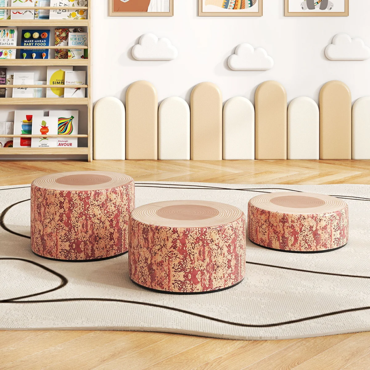 3 Piece Tree Stump Stool Set - Natural – image 3