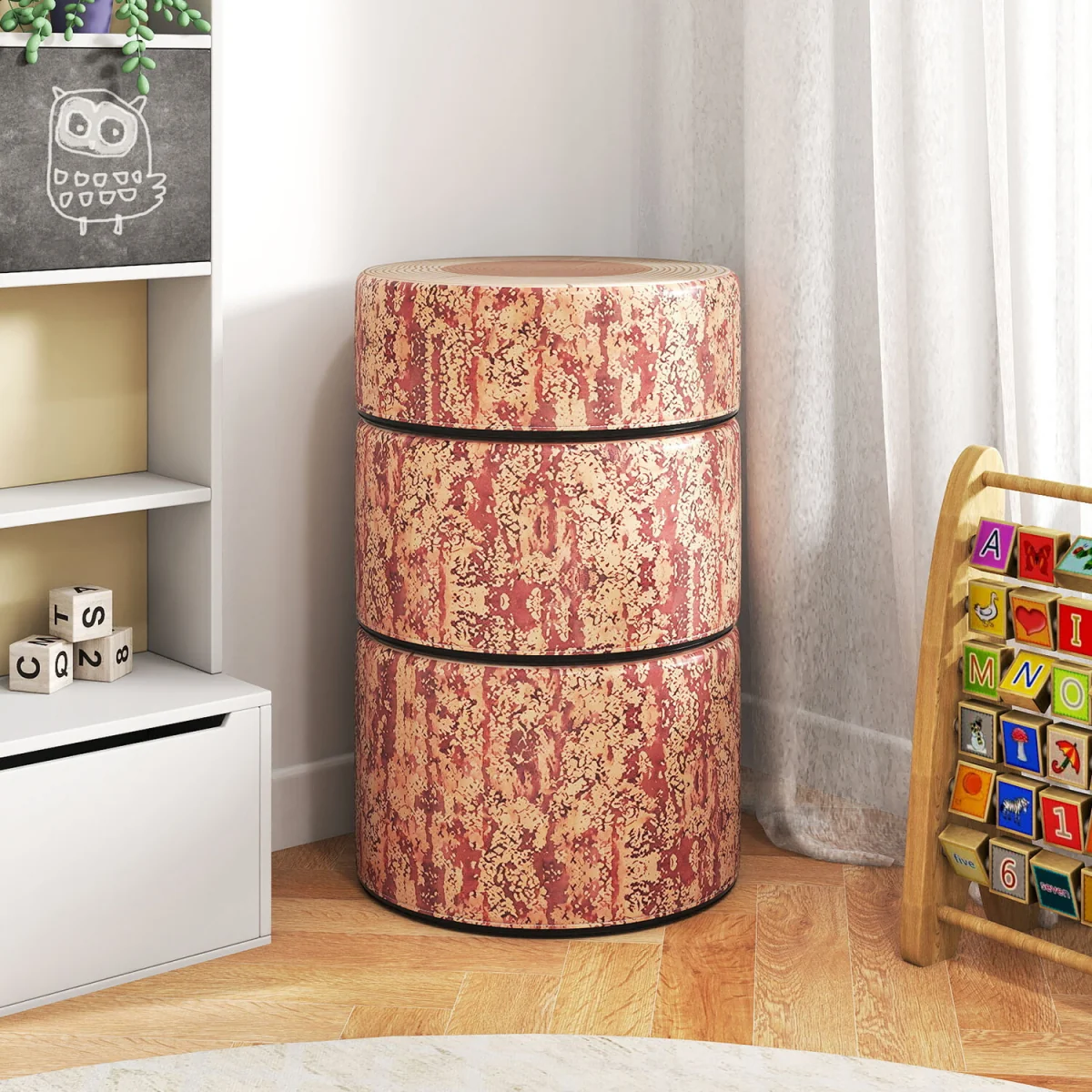3 Piece Tree Stump Stool Set - Natural – image 4