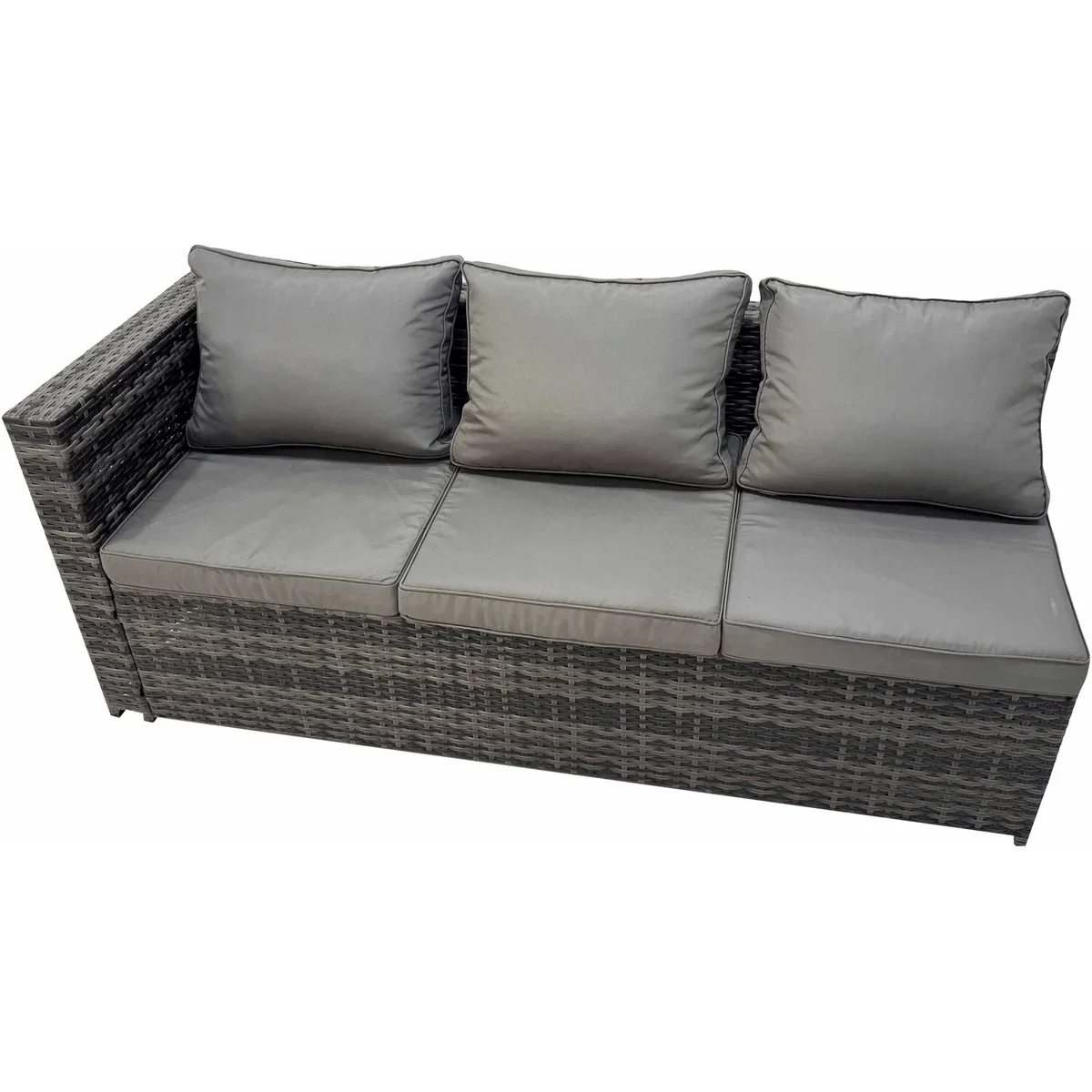 Fimous Dark Grey PE Rattan Garden Furniture Set with Dining Table and 2 Stools. - Dark grey mixed PE Rattan – image 2