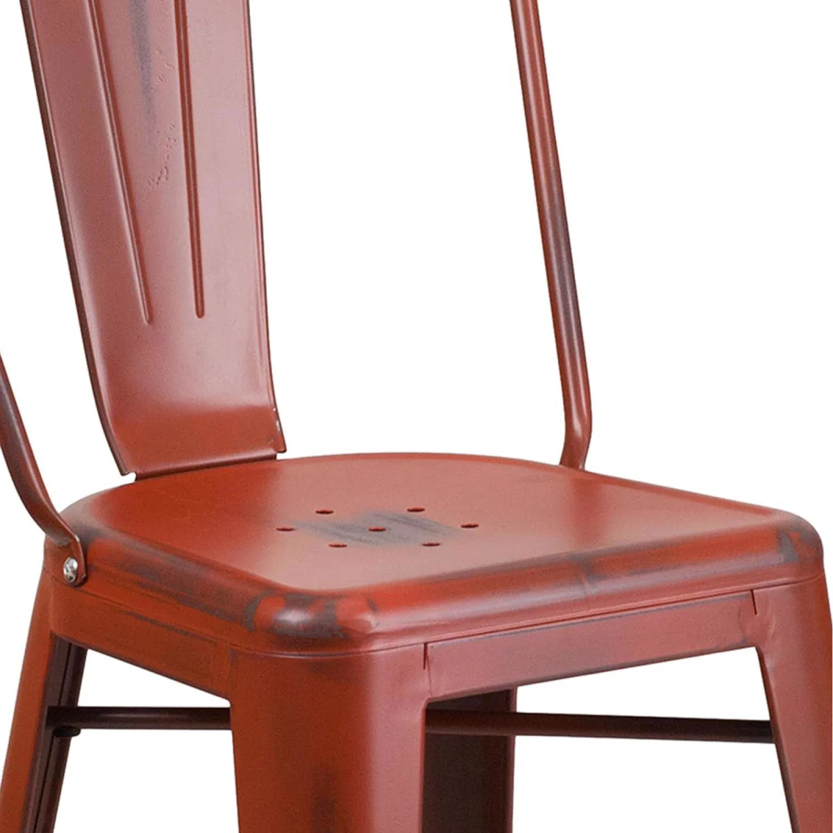 FWStyle 24 Inch Distressed Metal Indoor and Outdoor Counter High Stools - Red – image 4