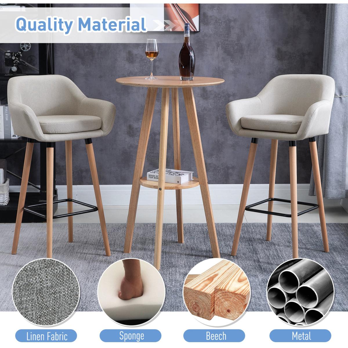 Upholstered Fabric Bucket Seat - Beige – image 3
