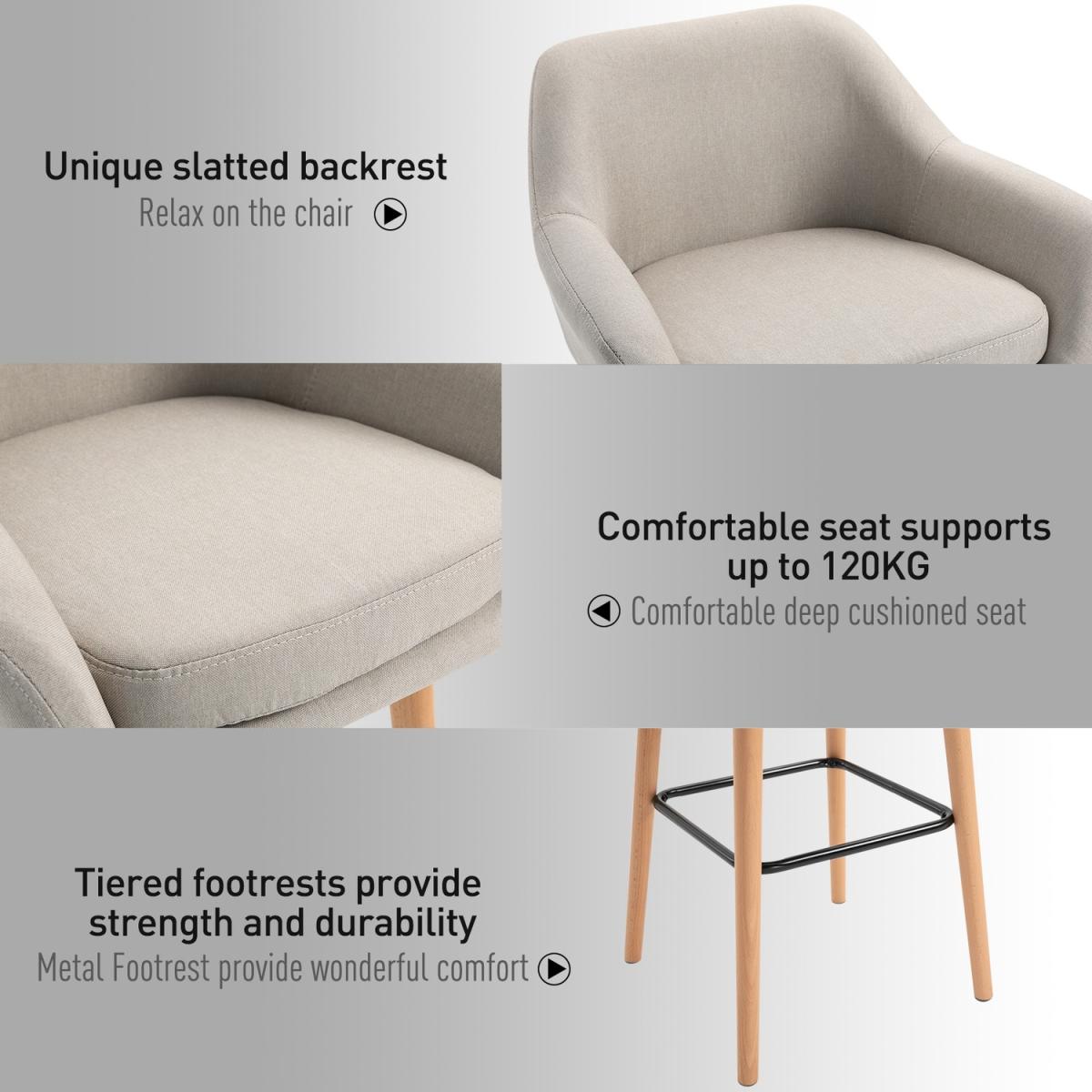 Upholstered Fabric Bucket Seat - Beige – image 6