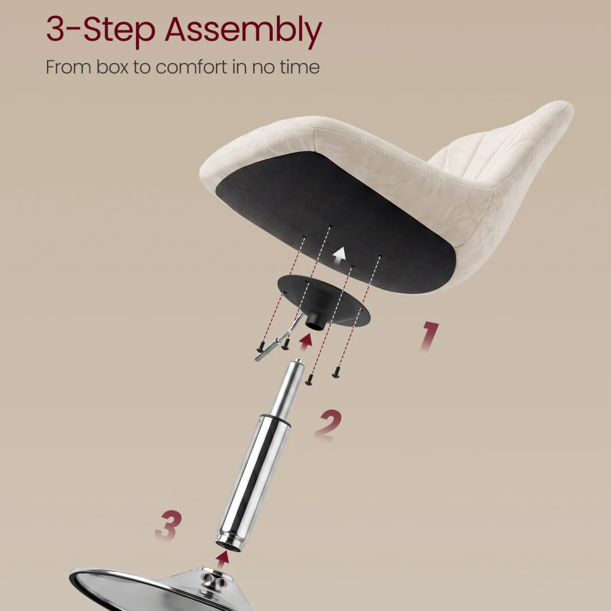 Adjustable Swivel Dressing Stool With Backrest - White – image 2