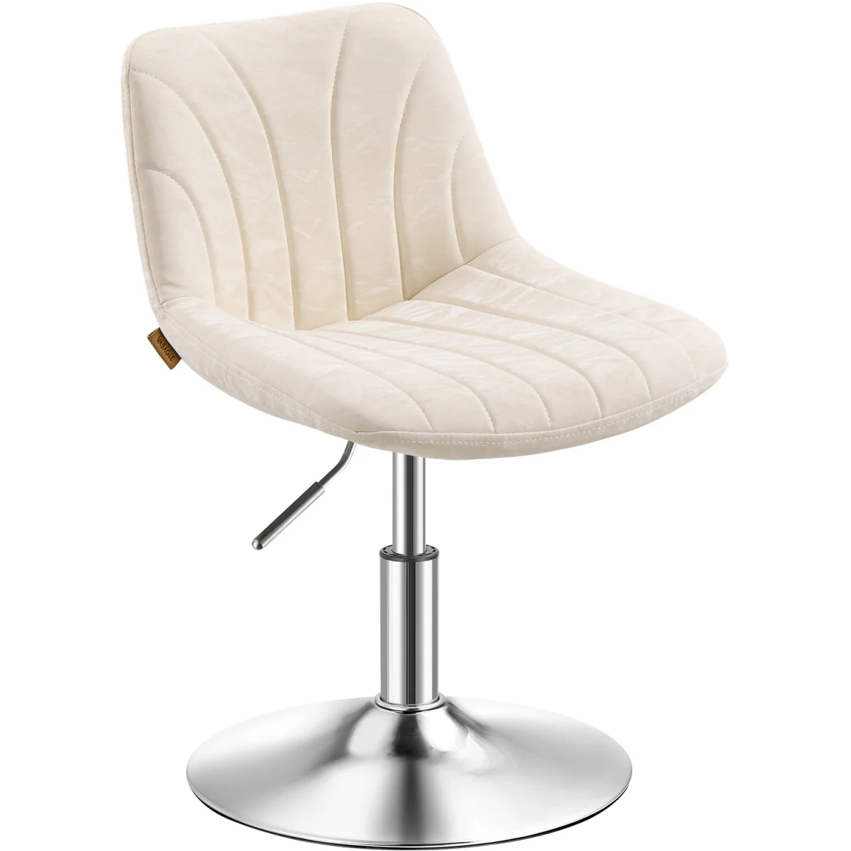 Adjustable Swivel Dressing Stool With Backrest - White – image 3