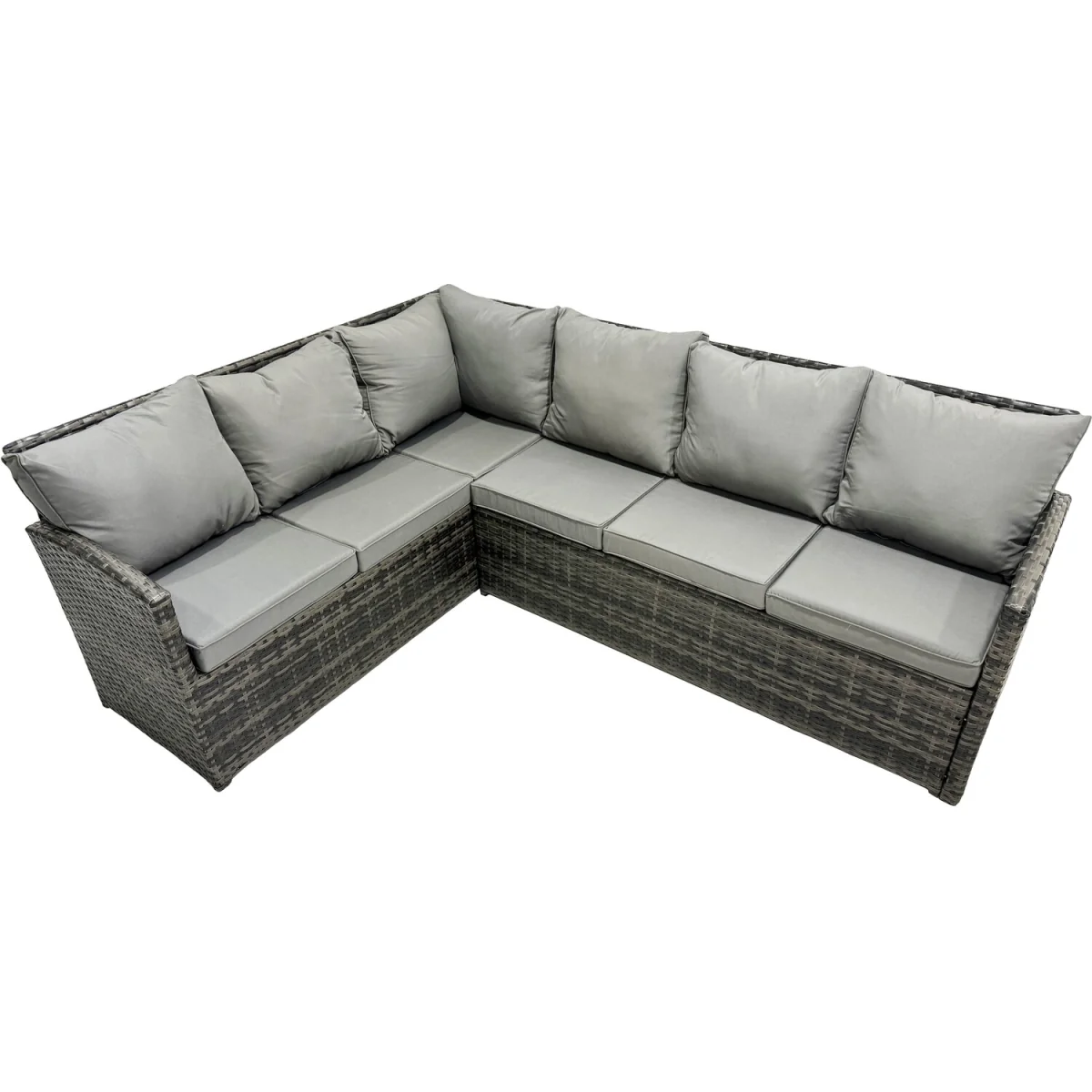 Rattan 8 Seater Corner Sofa Set Rising Table Stools - Dark Grey Mixed – image 2