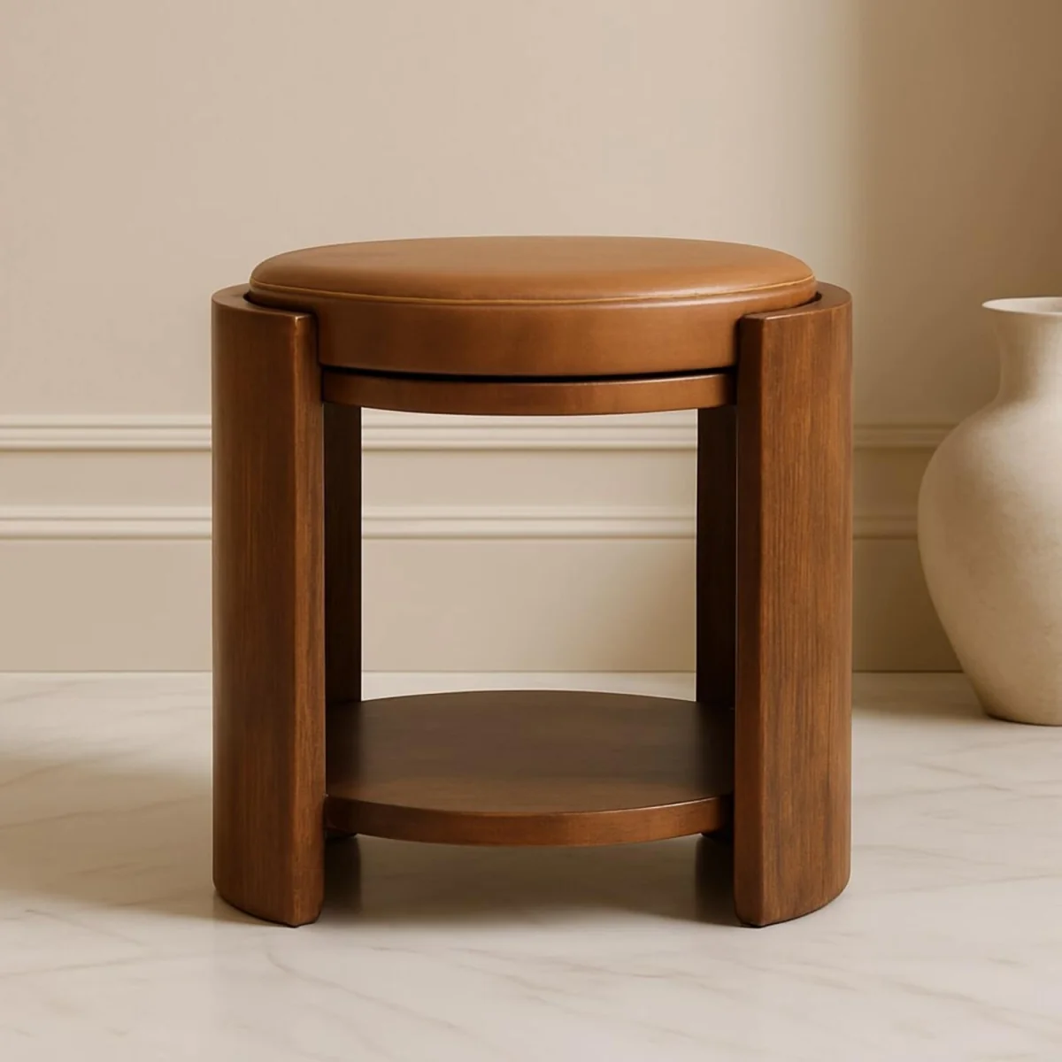 Savoy Leather Stool - Brown – image 1