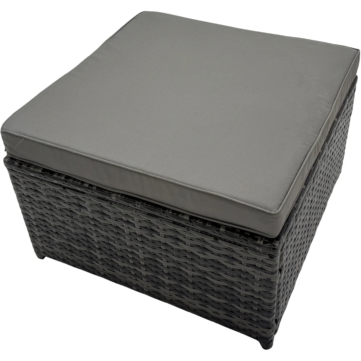 Fimous PE Rattan Garden Sofa and Dining Set, 7 Seats (2 Love Sofas, Rectangular Table, 3 Stools). - Dark Grey Mixed – image 4