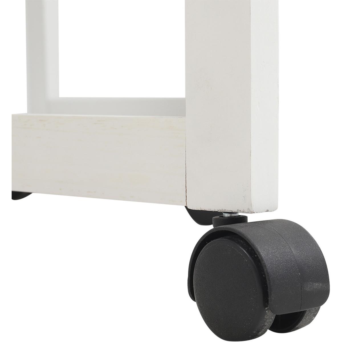 Kitchen Veg Fruit Storage Trolley Rack Rolling Cart Foldable With 2 Stool - White – image 2