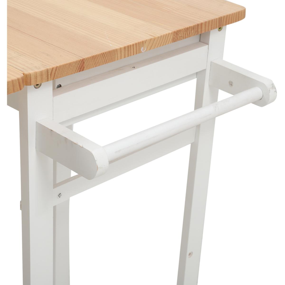 Kitchen Veg Fruit Storage Trolley Rack Rolling Cart Foldable With 2 Stool - White – image 3