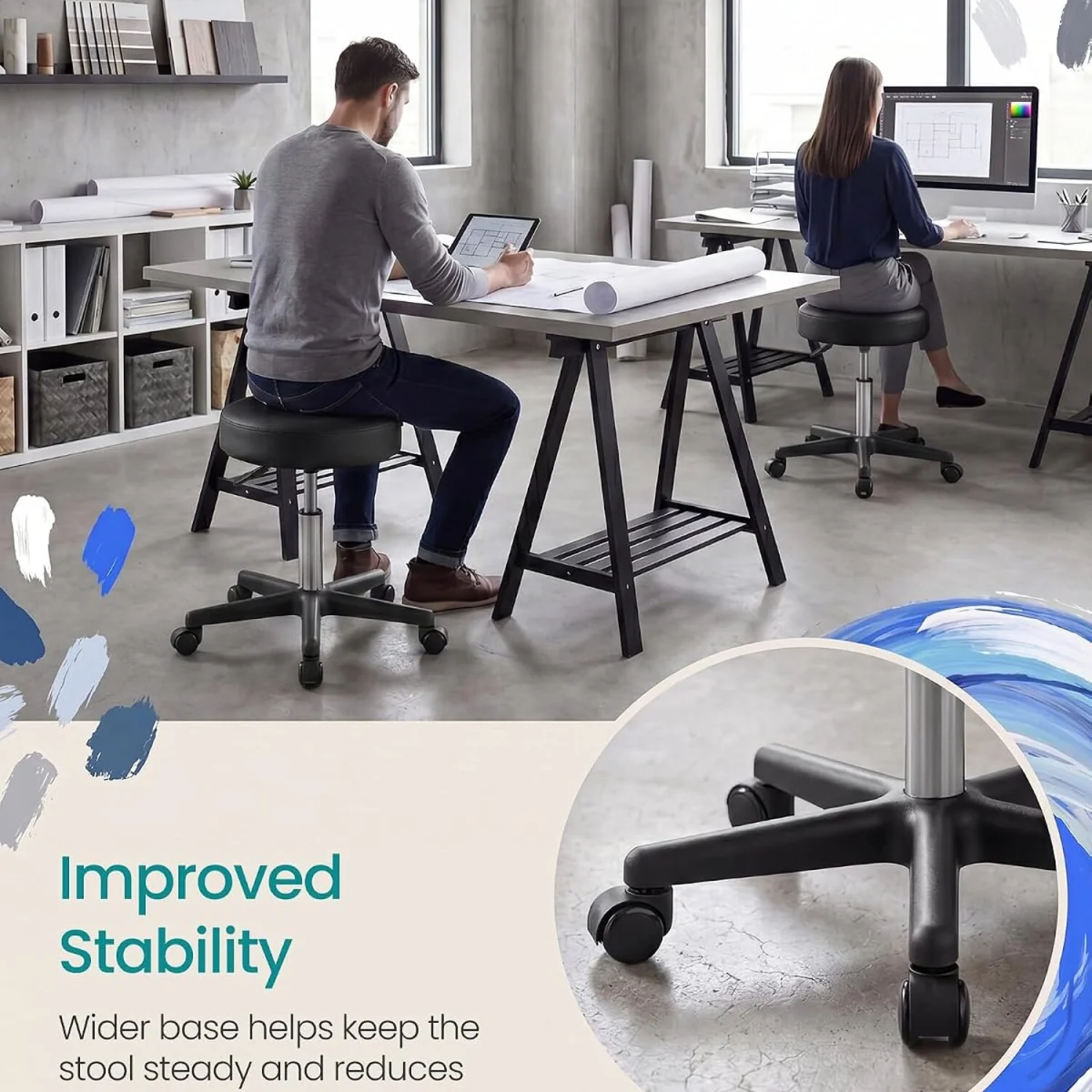 SONGMICS Rolling Stool - Black – image 5