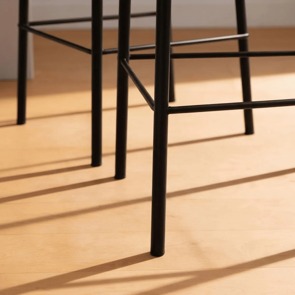 Pair of Eira Black Metal Stools with Woven Seat - Black & Natural – image 7