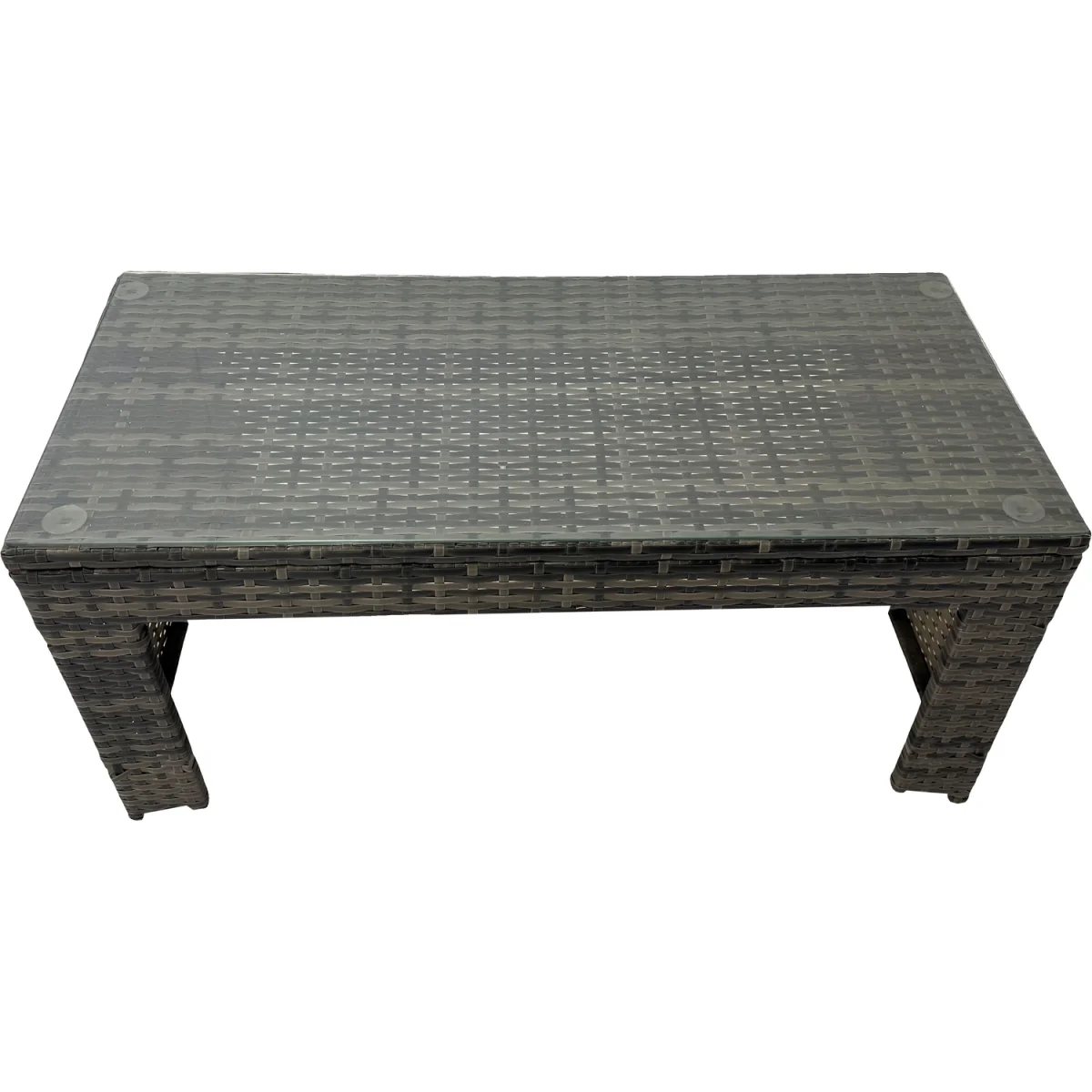 Fimous Outdoor Rattan Corner Sofa Set, Oblong Glass Table & 3 Stools, Dark Grey - Dark Grey Mixed – image 4
