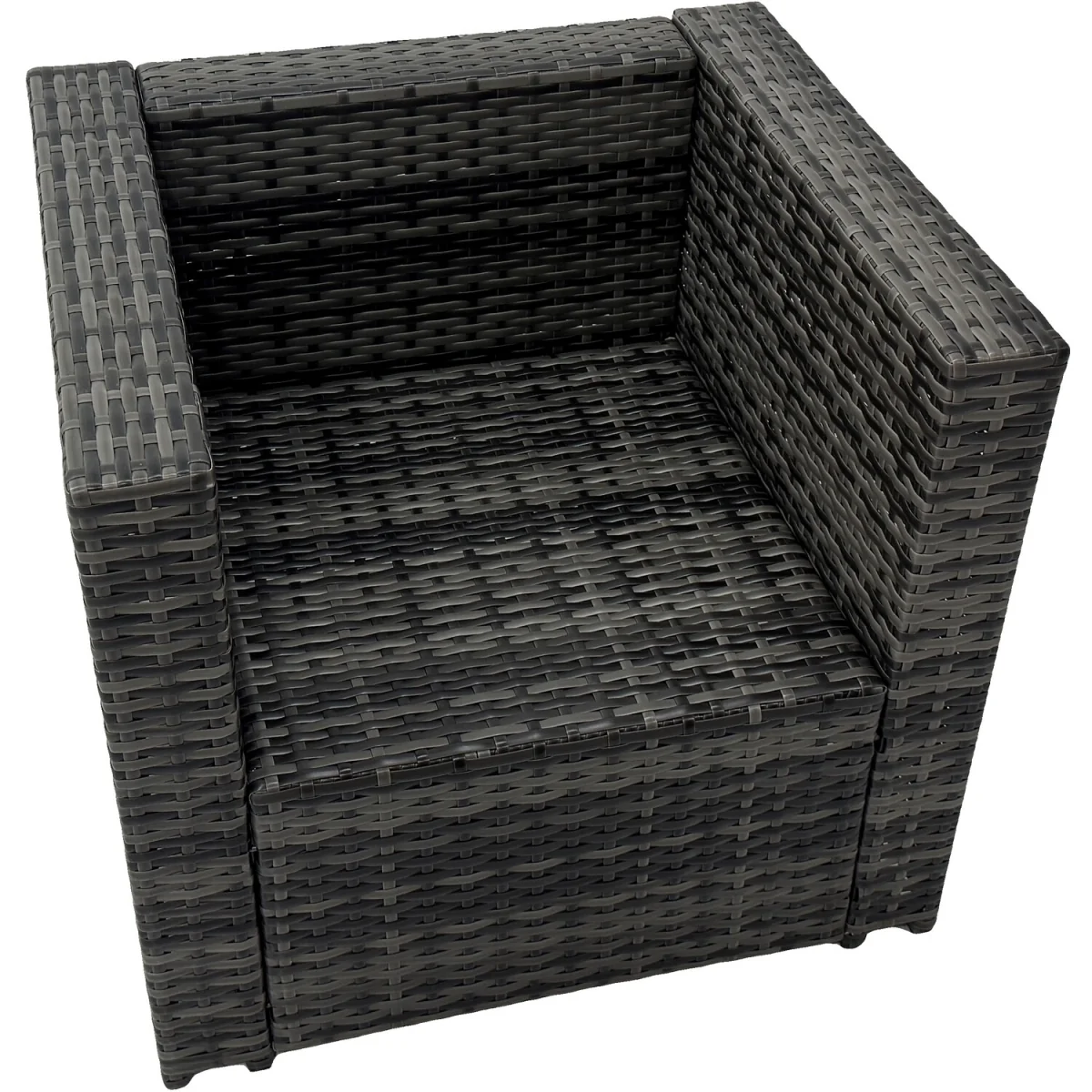 Fimous Outdoor Rattan Corner Sofa Set, Oblong Glass Table & 3 Stools, Dark Grey - Dark Grey Mixed – image 5