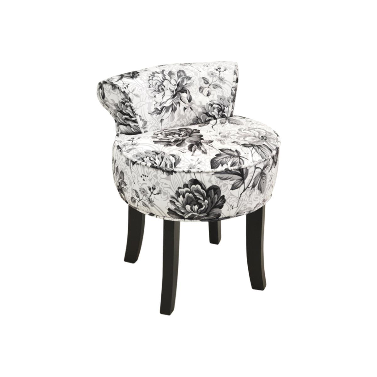 Stool Low Back Padded Dressing Chair with Wood Legs - Black White - Black / White