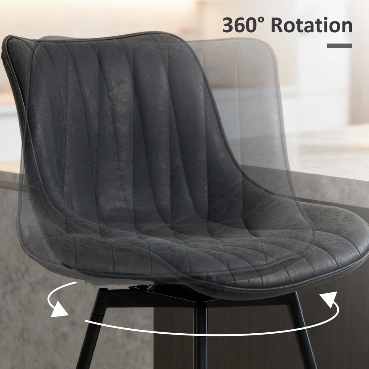 Lono Set Of 2 Black Faux Leather Swivel Counter Stools – image 6