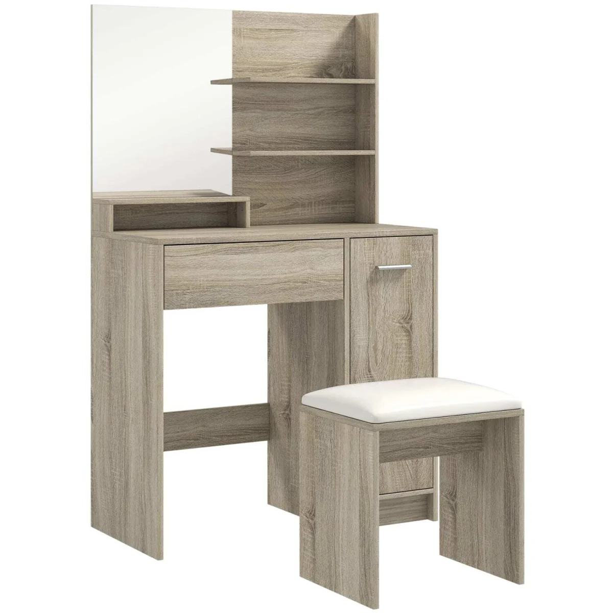 Marini Wood Effect Dressing Table And Stool Set With Storage – image 3