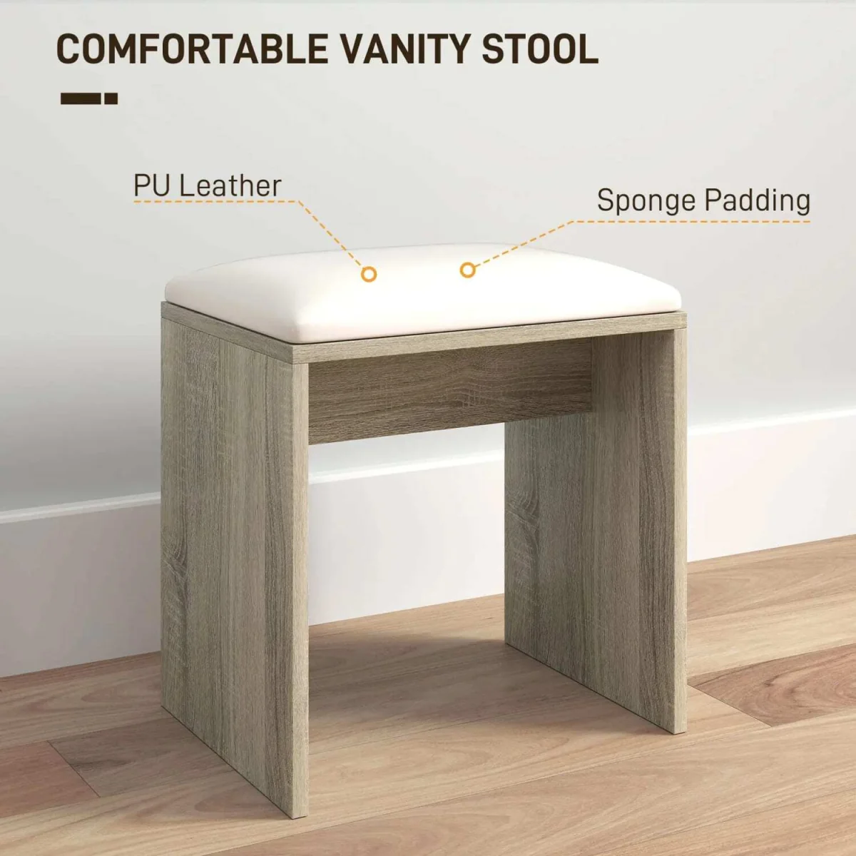 Marini Wood Effect Dressing Table And Stool Set With Storage – image 7