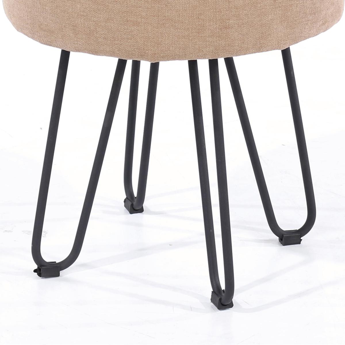 Aspen upholstered round stool with black metal legs - Sand – image 2
