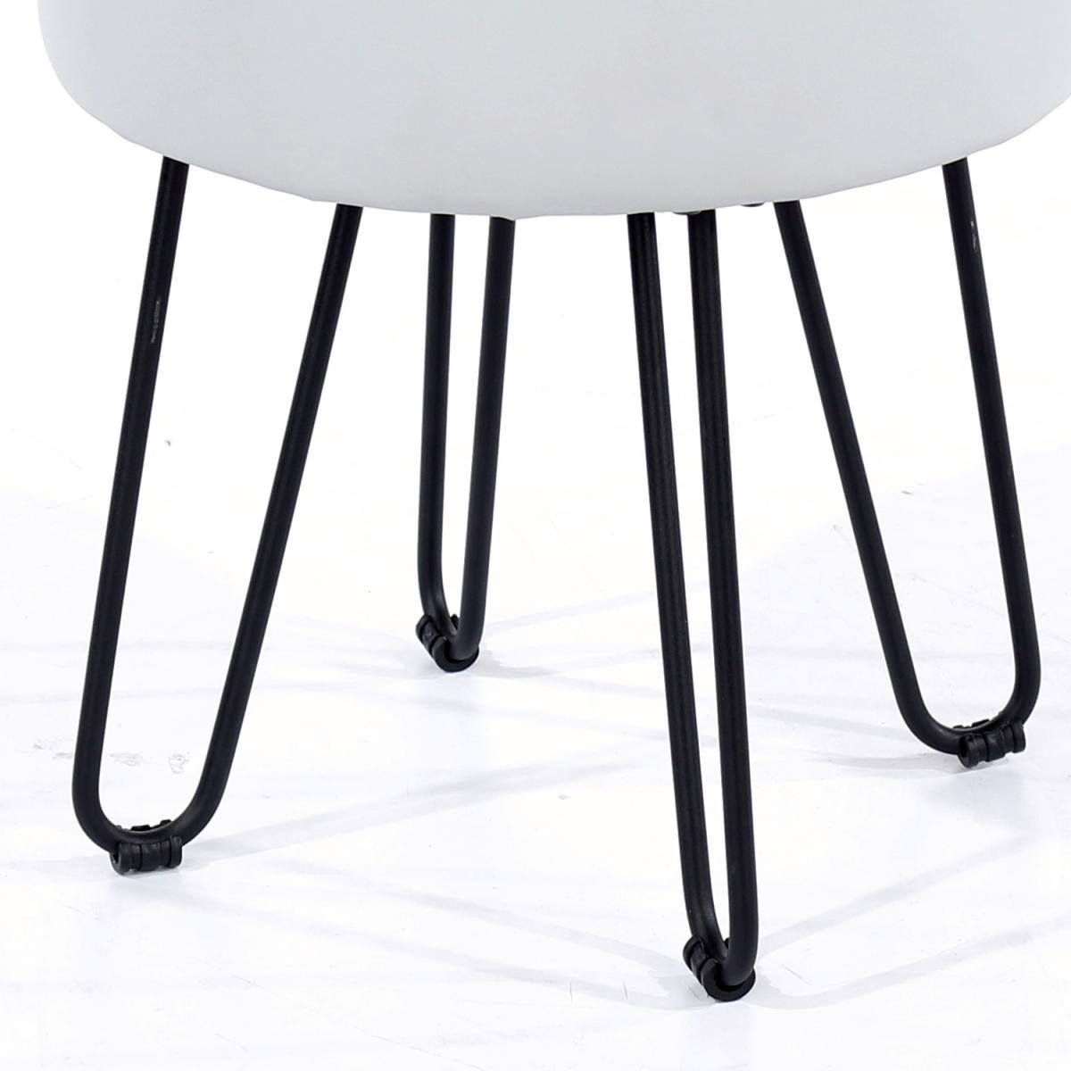 Aspen upholstered round stool with black metal legs - Sand – image 5