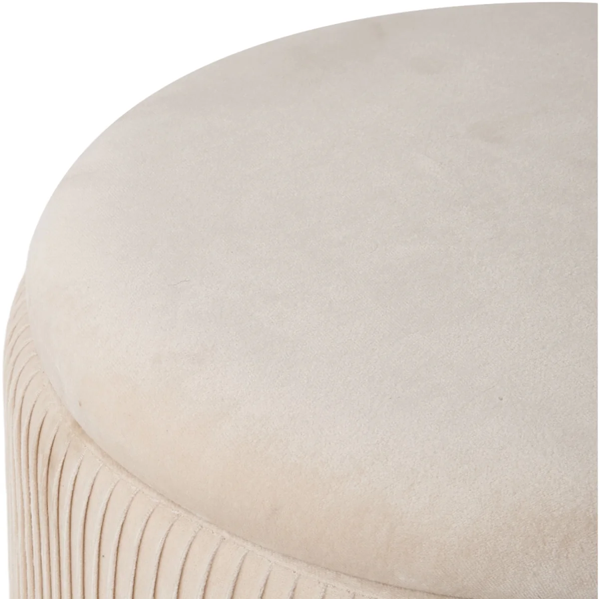 Set of 2 Modern Round Storage Ottoman Stools - Beige – image 4