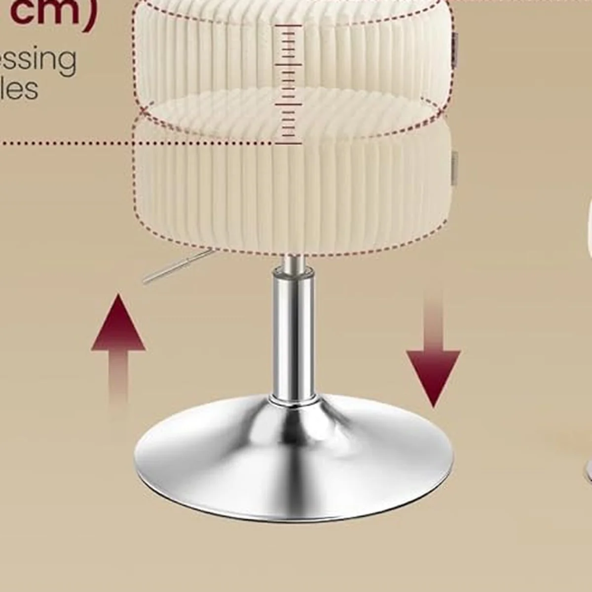 VASAGLE Swivel Vanity Stool - Warm White – image 5