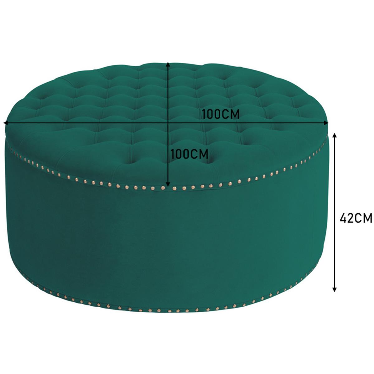 Round Velvet Stool - Dark Green / 100cm – image 3