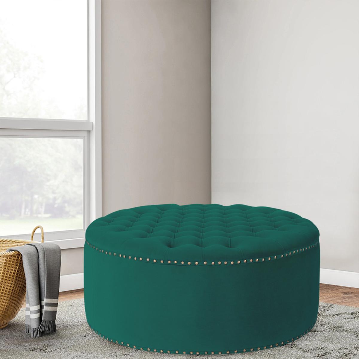 Round Velvet Stool - Dark Green / 100cm – image 4