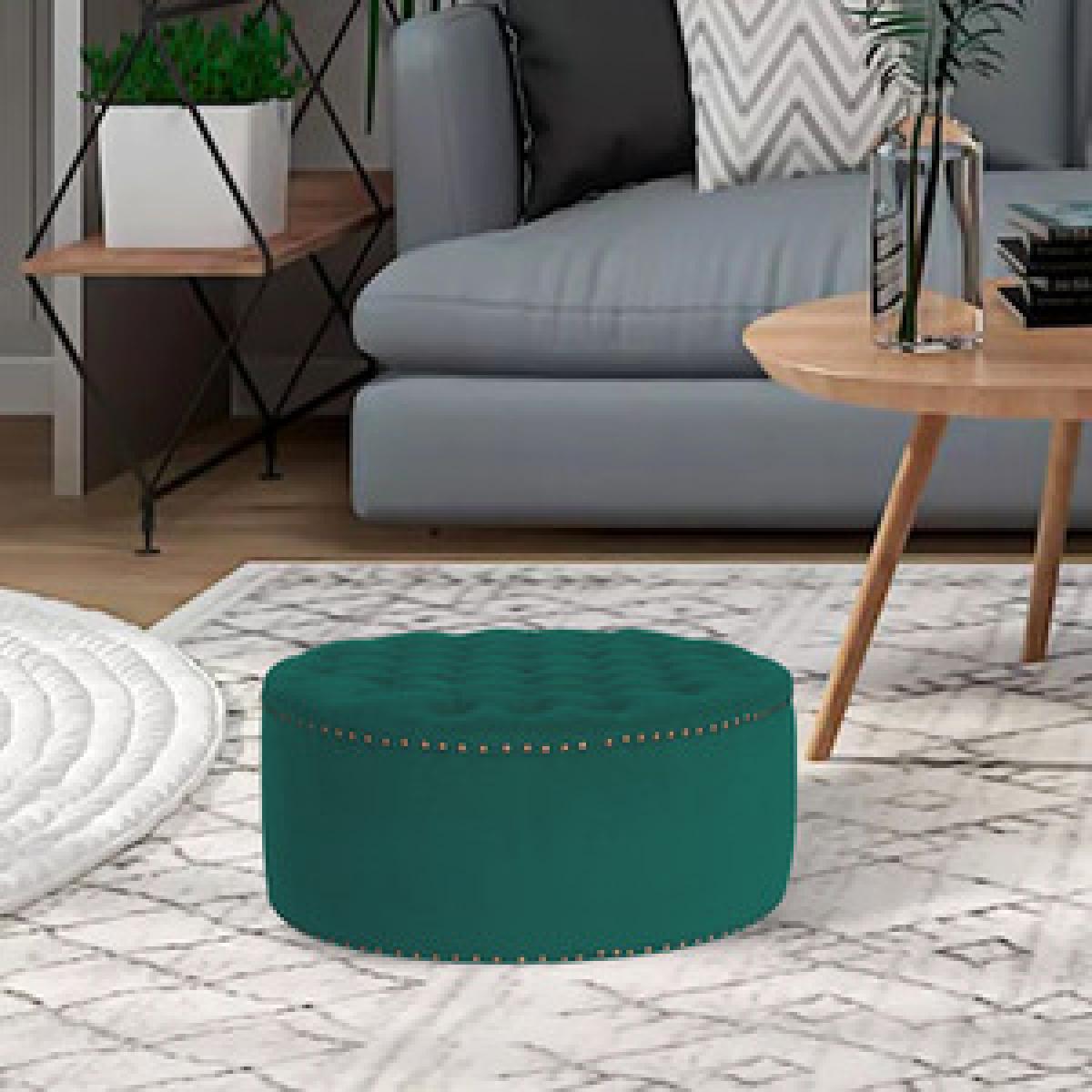 Round Velvet Stool - Dark Green / 100cm – image 8