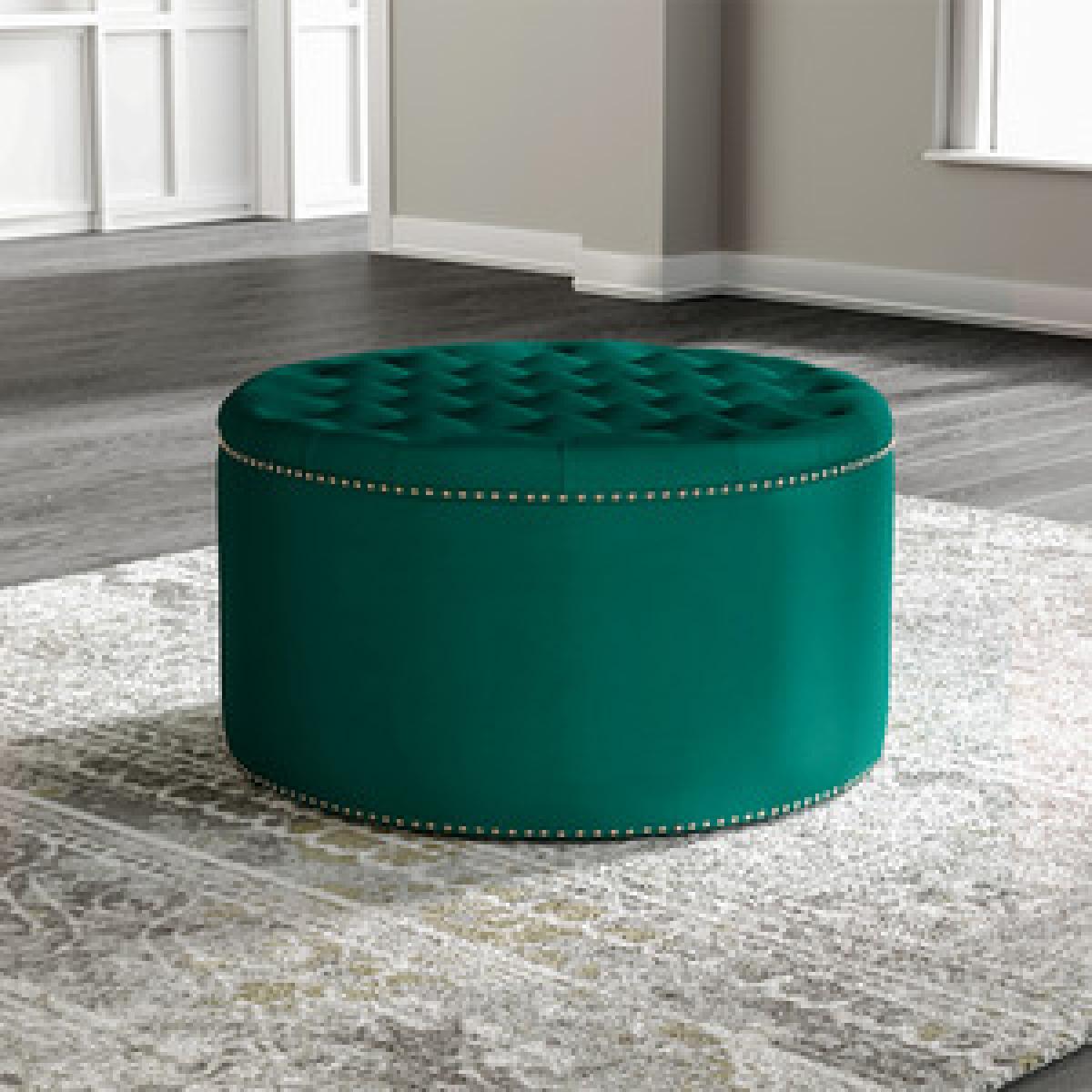 Round Velvet Stool - Dark Green / 100cm – image 9