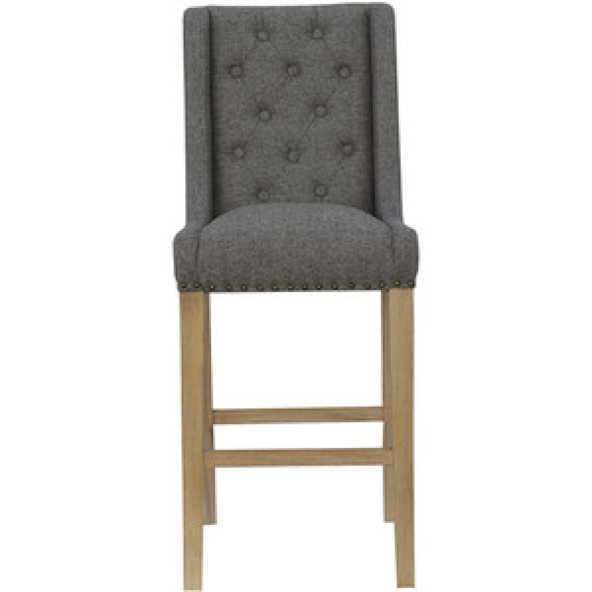 Button Back Stool with Studs  - Dark Grey – image 4