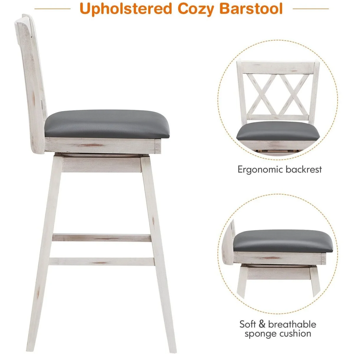 Swivel Counter Stools Set - White – image 2
