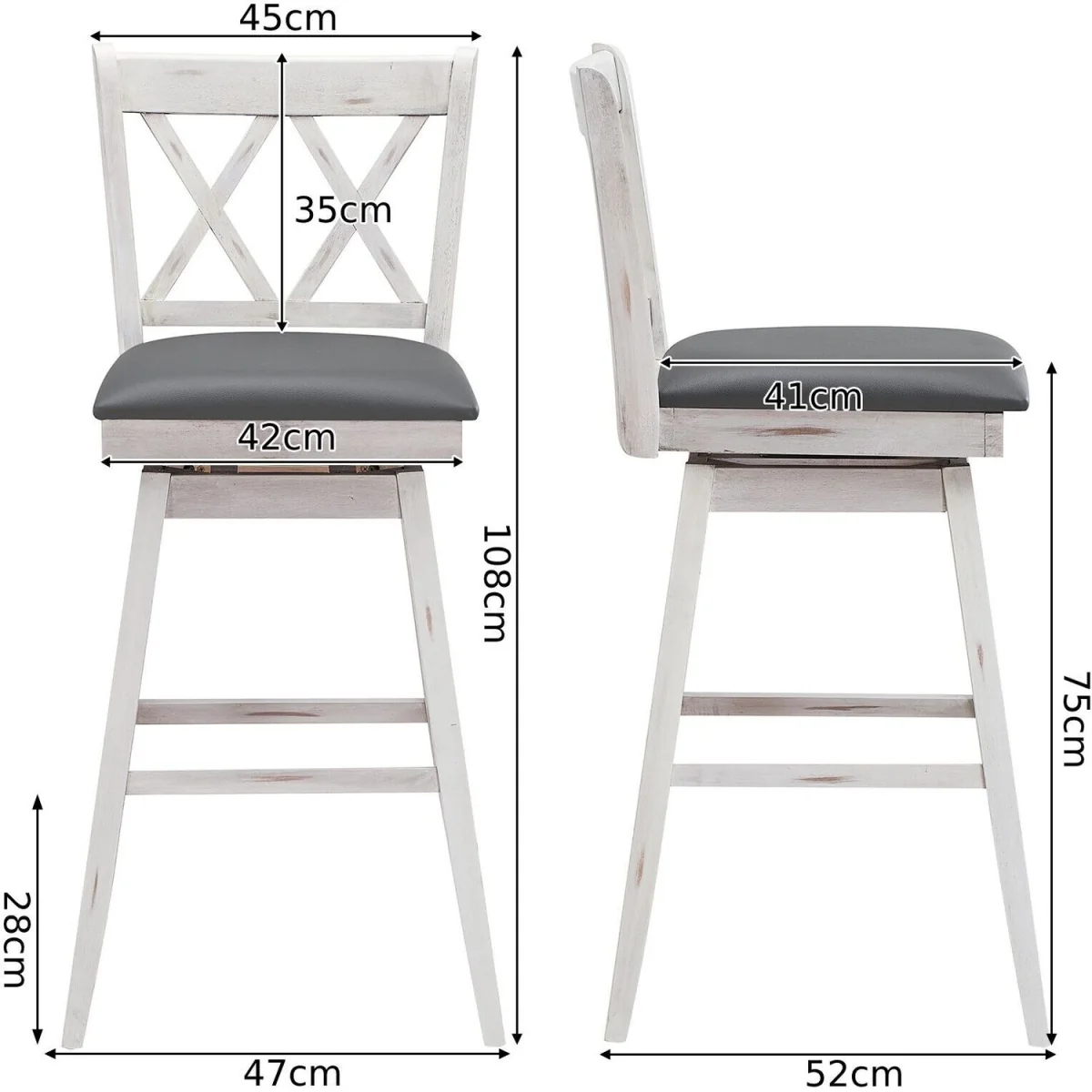 Swivel Counter Stools Set - White – image 3